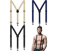 Panitay Lot de 3 bretelles cachées pour homme avec crochet pivotant - Résistantes - Adaptées à l'aéroport, Couleurs/noir, beige, bleu marine, one size/about 47 x 1 inch