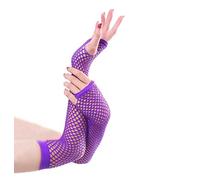 Panja Short Net Gants Résilles Mitaines Longue Extensible (Blanc, Noir, Rouge, Vert, Violet, Jaune, Bleu, Orange, Rose) (Violet)
