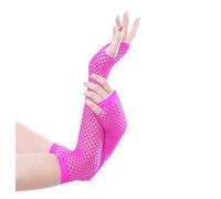 Panja Short Net Gants Résilles Mitaines Longue Extensible (Blanc, Noir, Rouge, Vert, Violet, Jaune, Bleu, Orange, Rose) (Rose Fluo)