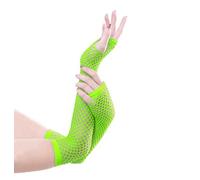 Panja Short Net Gants Résilles Mitaines Longue Extensible (Blanc, Noir, Rouge, Vert, Violet, Jaune, Bleu, Orange, Rose) (Vert Fluo)