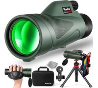 Pankoo Monoculaires 12x50 pour adultes,Télescope monoculaire haute puissance pour l'observation des oiseaux, la chasse, le camping, les voyages,Avec support pour smartphone et trépied,Vert,10010