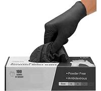PANKTI 1000 Gants jetables en nitrile noir - sans latex et sans poussière gants nitrile - Idéal pour les tatoueurs, les domaines médicaux, les centres esthétiques, la manipulation des aliments (Taille