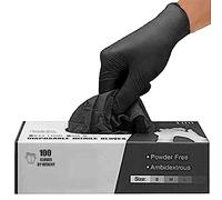 PANKTI Black Nitrile Disposable Gloves - Latex-Free, Powder-Free, Pack of 100, Strong and Puncture-Resistant, Medical, Food Handling, Tatoo Barber Shop Gloves (X-Large)