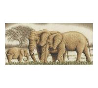 PANNA Kit de Broderie au Point de Croix Motif Famille d'éléphants Doré 41 x 20 cm