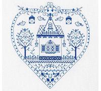 Panna Kit de Broderie au Point de Croix - SO-1402 - Cœur Bleu - Paix, Amour, prospérité