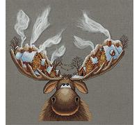 PANNA - Kit de Point de Croix Compté - Élan de Noël - ZM-7103 - Canevas kit complet - tissu Aida - 33 x 28 cm - Kit de bricolage