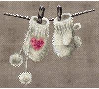 PANNA - Kit de Point de Croix Compté - Moufles - ZM-7068 - Canevas kit Complet - Tissu Aida - 16 x 18,5 cm - Kit de Bricolage