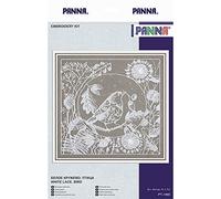 PANNA - Kit de Point de Croix Compté - Oiseau en Dentelle Blanche - PT-1865 - Canevas kit complet - tissu Aida - 19.5 x 19 cm - Kit de bricolage