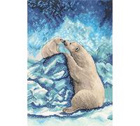 PANNA - Kit de Point de Croix Compté - Ours Polaires - J-7082 - Canevas kit complet - tissu Aida - 27 x 18 cm - Kit de bricolage