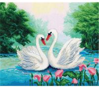 Panna Kit de point de croix "Couple de cygnes" 26x22cm, motif à compter