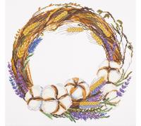 Panna Kit de point de croix "Lavande et couronne de coton" 35x33,5cm, motif à compter