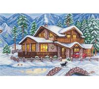 Panna Kit point de croix "Chalet de montagne" 41x28cm, motif à compter