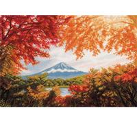 Panna Point de Croix Set "Golden Series Japan Berg Fuji", motif à compter, 40x26,5cm
