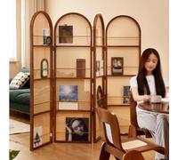 Panneau 2/3/4 Séparateur De Pièce En Rotin Avec Étagères, 5,6 Pieds De Haut Écrans De Séparation Pliants Écran De Confidentialité Mural| Sur Pied Panneau De Confidentialité Pour Bureau, Restaurant(Bro