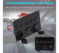 Panneau à Bascule Ultra Luxury 5 Gang Avec Double USB Et Voltmètre Pour Les Voitures 12-24V Les Bateaux Les VR LED Verte Rouge Lumière Rouge