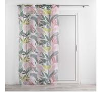 Douceur d'Intérieur – Rideau voilage à œillets Assana – Voile sablé imprimé 140 x 240 cm Rose