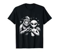 Panneau à main Alien And Bigfoot Aliens Believer Sasquatch Lover T-Shirt