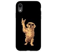 Panneau à Main Cool Golden Retriever Rock Punk Dog Graphic avec Coque pour iPhone XR