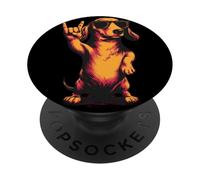 Panneau à Main Cool Teckel Wiener Rock avec Graphique Punk PopSockets PopGrip Adhésif