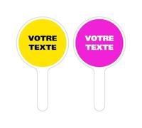 PANNEAU À MAIN PERSONNALISÉ. PANCARTE À MAIN PERSONNALISÉ. PALETTE DE SIGNALISATION PERSONNALISÉ. RAQUETTE PERSONNALISABLE. PANNEAU PERSONNALISABLE À MAIN.