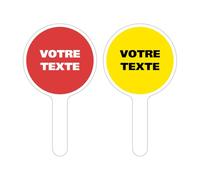 PANNEAU À MAIN PERSONNALISÉ. PANCARTE À MAIN PERSONNALISÉ. PALETTE DE SIGNALISATION PERSONNALISÉ. RAQUETTE PERSONNALISABLE. PANNEAU PERSONNALISABLE À MAIN.