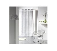 Douceur d'Intérieur – Voilage à œillets Bully – Voile imprimé argent – 140 x 240 cm – Blanc