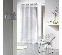 Douceur d'Intérieur – Voilage à œillets Bully – Voile imprimé argent – 140 x 240 cm – Blanc