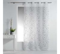 Panneau a oeillets 140 x 240 cm voile sable brode petite fleur Blanc/Gris