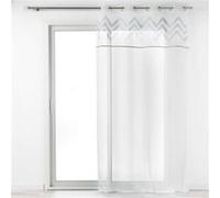 Panneau a oeillets 140 x 240 cm voile sable+top applique metal levi Blanc/argent Douceur d'Intérieur Blanc