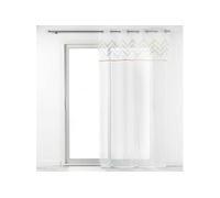 Voilage DOUCEUR D'INTERIEUR Panneau a oeillets 140 x 240 cm voile sable+top applique metal levi Blanc/or