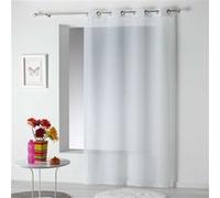 Voilage DOUCEUR D'INTERIEUR Panneau a oeillets 140 x 240 cm voile sable top pompons poupette Blanc