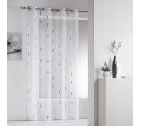 Panneau a oeillets 140 x 260 cm voile sable fils chenille chenilla Gris Douceur d'Intérieur Gris