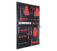 Relaxdays Mur à Outils, 4 parois perforées, 39 pièces. Accessoires, H x l : 60 x 40 cm, métal, Panneau perforé pour Outils, Atelier, Noir/Rouge