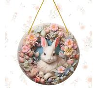 Panneau à Suspendre Pâques Panneau de Porte de Lapin Décoration de Porte pour Pâque Decoration Suspendre avec Corde pour Fête du Printemps, Deco Pâques, Decoration Intérieure