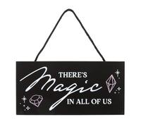 Panneau à suspendre « There's Magic in All of Us Witchy » - Décoration d'intérieur mystique avec lune et étoiles, plaque en bois fabriquée à la main pour sorcières, cadeau spirituel, 30,5 cm
