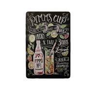 Panneau à texte - Cocktail Pimms cup - Plaque murale vintage - Décoration de cocktail - Panneau publicitaire - Mancave - Panneau texte en métal - Plaque murale en métal - Plaque décorative - Plaque