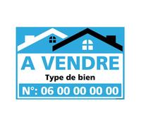 Panneau À vendre personnalisable bleu, Akilux 3,5 mm avec œillets, 600 x 400 mm