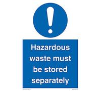Panneau A4P avec inscription « Hazardous Waste Must Be Stored Separately » 200 x 300 mm