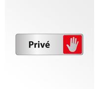 Panneau accès interdit - Pictogramme Privé - Fixation adhésive 250 x 80 mm Argent