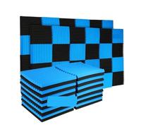 Panneau Acoustique 50 Pack Studio Acoustic Panels Sound Proof Foam Wedge Absorbing Panel Insulation 1" x 12"(25Black25Blue)