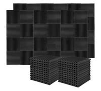 Panneau Acoustique 50 Pack Studio Acoustic Panels Sound Proof Foam Wedge Absorbing Panel Insulation 1" x 12"(50Black)