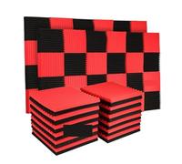Panneau Acoustique 50 Pack Studio Acoustic Panels Sound Proof Foam Wedge Absorbing Panel Insulation 1" x 12"(25Black25Red)