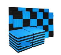 Panneau Acoustique 50 Pack Studio Acoustic Panels Sound Proof Foam Wedge Absorbing Panel Insulation 1" x 12"(25Black25Blue)