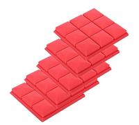 Panneau Acoustique Mousse acoustique de Studio 25x25x5cm, éponge de protection insonorisante, panneau de traitement d'absorption insonorisé, bandes d'étanchéité(Red)