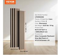 VEVOR Panneaux acoustiques à lattes en bois pour mur 2400 x 200 mm bois d'argent