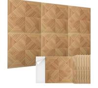 Panneau Acoustique Mural Bois, Panneaux Acoustiques Muraux Bois, Panneau Acoustique Plafond Plafond Porte 3d Adhesif Effet Bois Autocollant et Décoratif et Insonorisant Chambre Séjour Studio, 60x 60cm