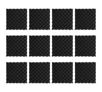 Panneau Acoustique Ondulé en Polystyrène 12 Pièces Noir | Texture Ondulée Simple Face, Montage Mur ou Plafond, pour Studio Maison, Podcast, Jeux et Médias