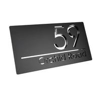Panneau Acrylique for Porte De Maison Moderne, 1 Pièce, Nom D'adresse Rue Extérieure(Black - Silver 2,12x18cm(4.7x7in))