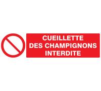 Panneau adhésif CUEILLETTE DES CHAMPIGNONS INTERDITE 200X52MM TALIAPLAST - 720221