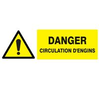 Panneau adhésif DANGER CIRCULATION D'ENGINS 330X120MM TALIAPLAST - 726324